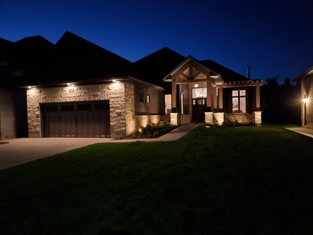 A home is lit up at night.
