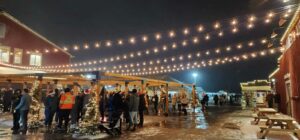 example of outdoor lighting for a restaurant at night
